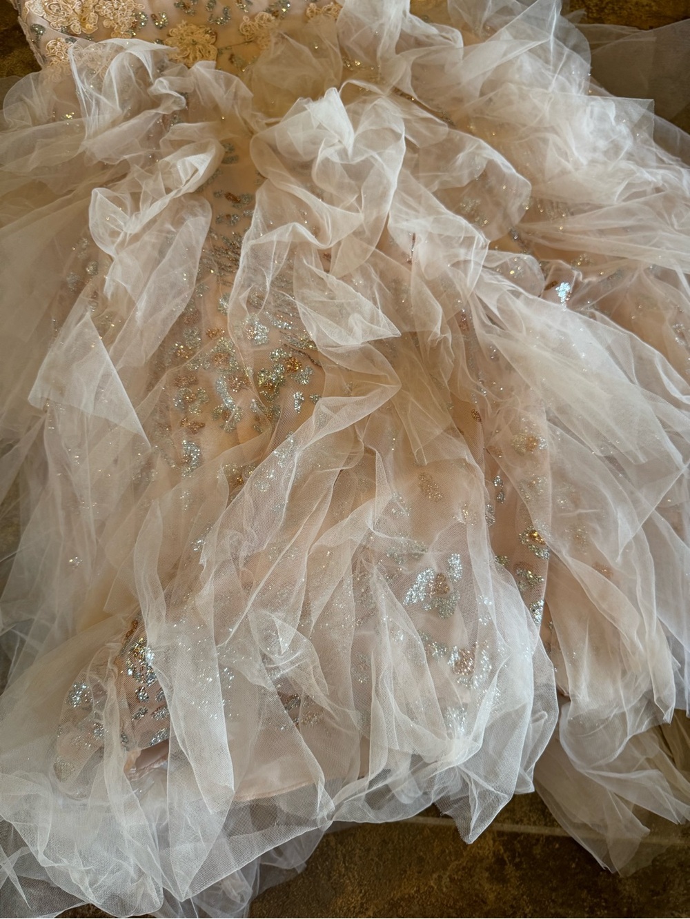 Jovani Blush Champagne Ruffled Mermaid Evening Gown - Picture 5 of 14